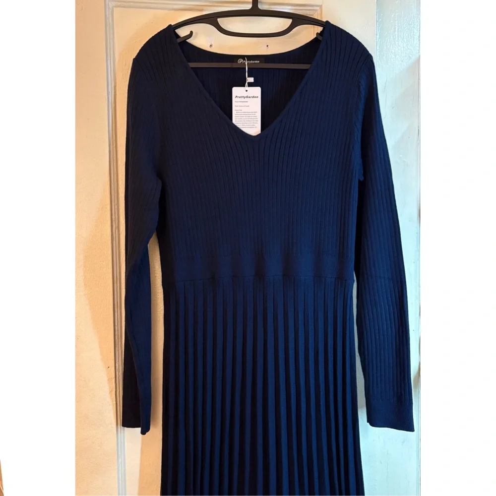 PRETTYGARDEN Pleated Sweater Dress, NWT - Picture 7 of 8